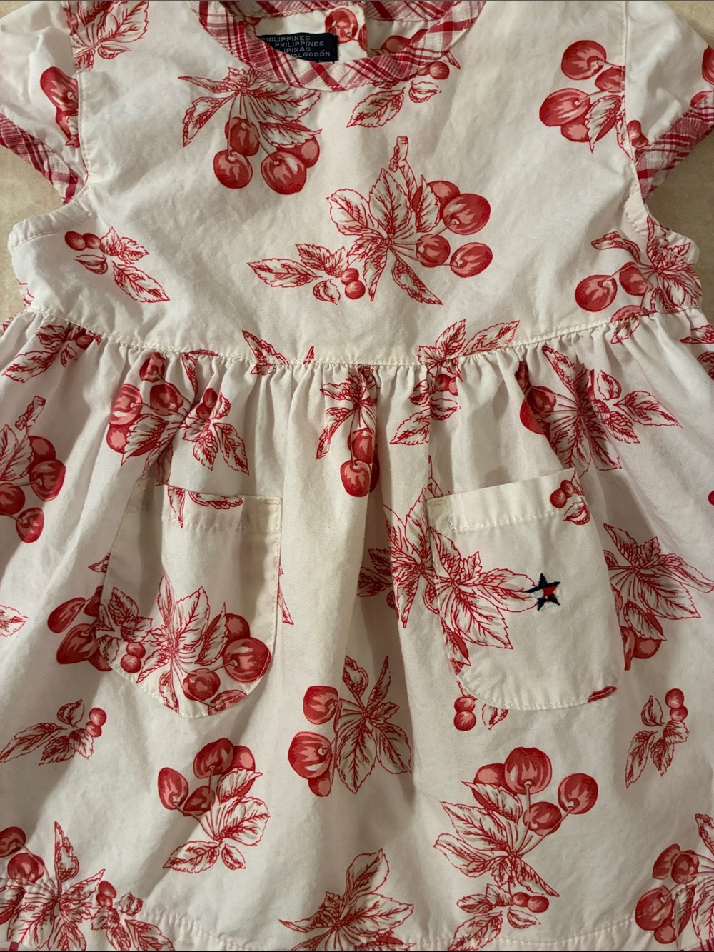 Tommy Hilfiger Cherry-Print Cotton Dress - Red on White